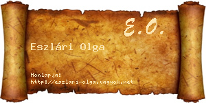 Eszlári Olga névjegykártya